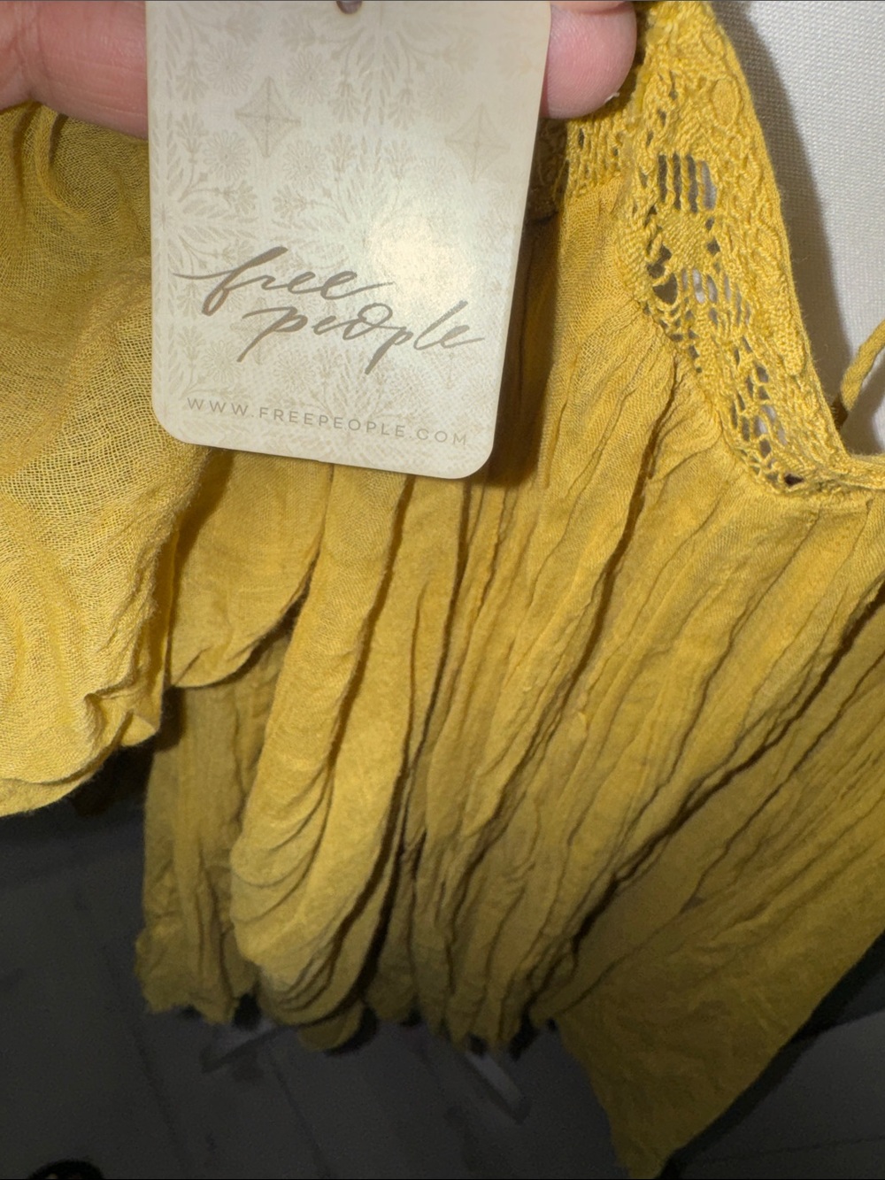 Free People Mustard Yellow Boho Pintuck Tunic - Picture 12 of 12
